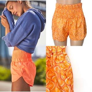 NWOT Free People’s The Way Home Printed Logo Shorts Orange & Pink